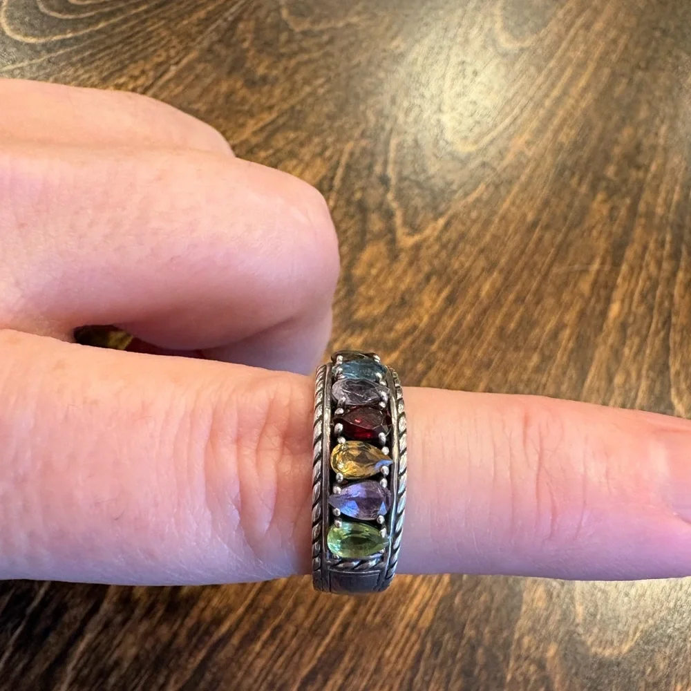 Effy Multicolor Semi-precious Gemstone Sterling Silver Ring - Size 7 - Picture 10 of 12